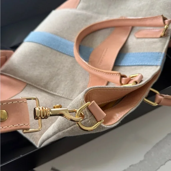 Beige and Blue Tote Bag